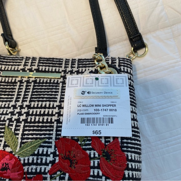 Liz Claiborne Willow Mini Shopper Plaid Rose Purse - Picture 7 of 8
